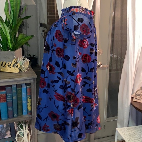 EN CREME navy floral dress with sheer lining SMALL​ - Picture 4 of 12